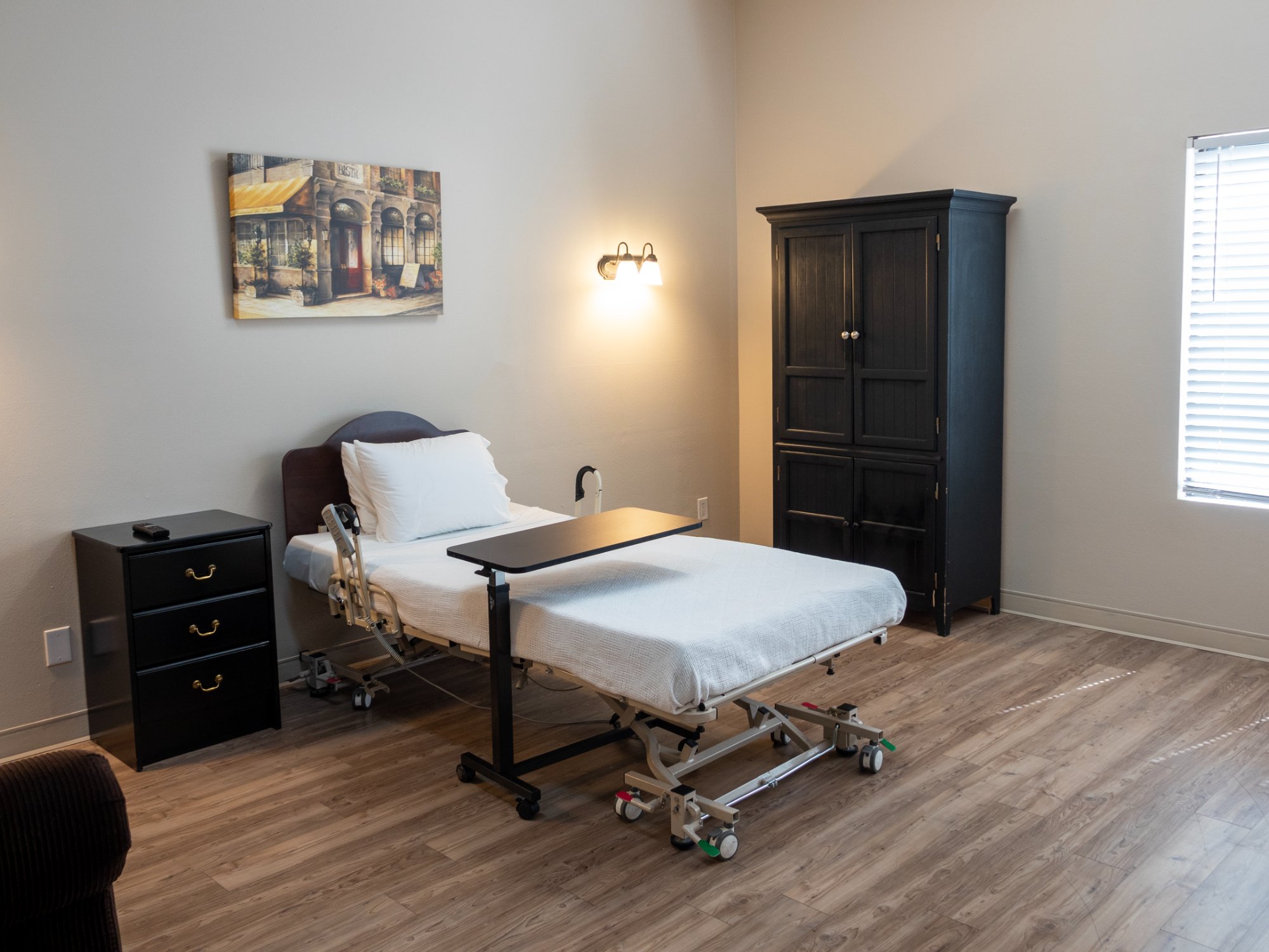 Private patient room at Sandy Health and Rehab