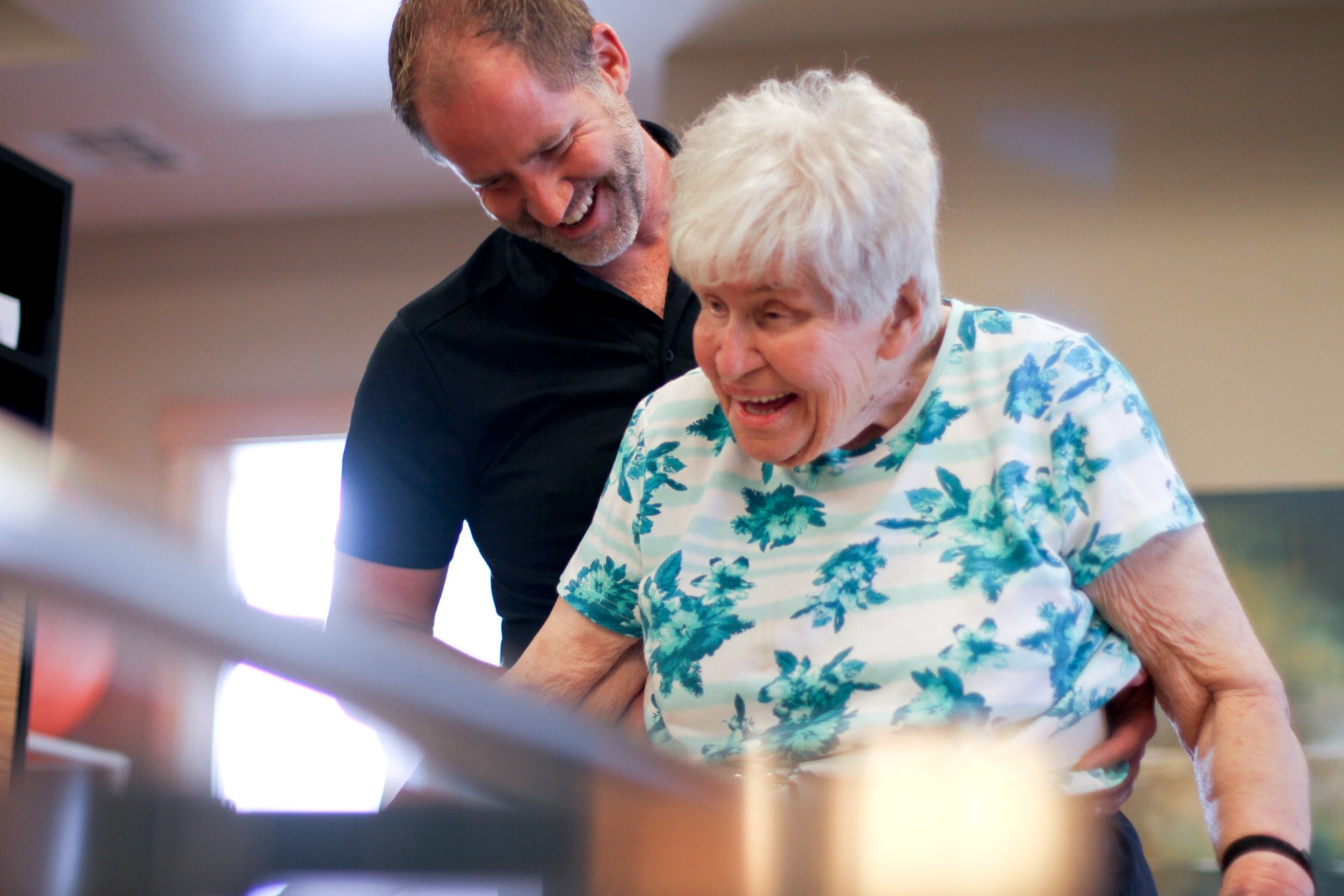 Physical therapist with resident